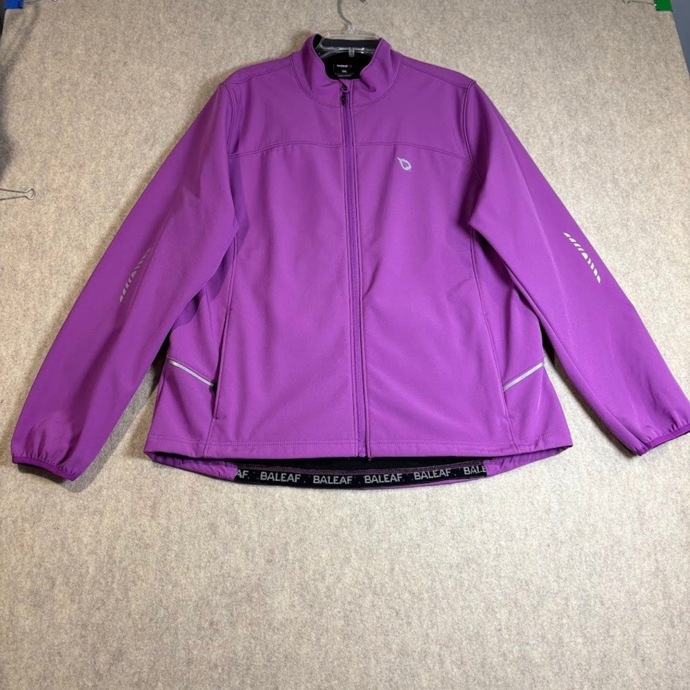 Baleaf Cycling Jacket Womens XXL Purple Softshell Fleece Reflective Zip Sport